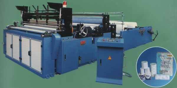 Series of Full-automatic Edge-trimming Tail-gluing Embossing Rewinding and Perforating Toilet Paper , آلات تصنيع الورق