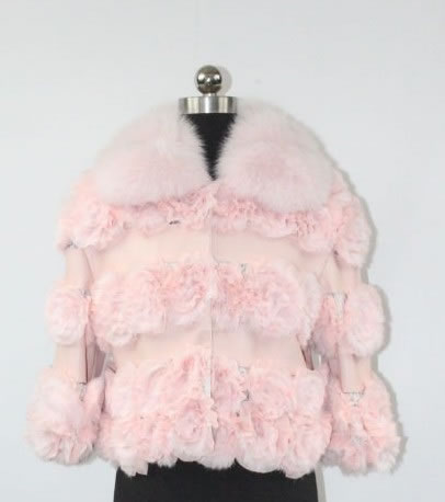 rabbit fur coat with fox fur collar,ملابس نسائية