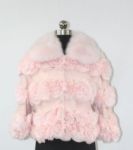 rabbit fur coat with fox fur collar