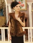 double faced rabbit fur waistcoat with raccoon fur